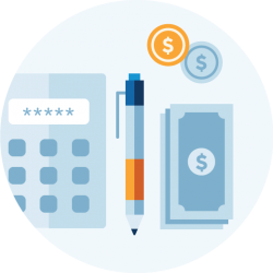 Calculator and money icon